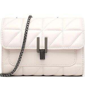 White Quilted Crossbody Bag with Chain Strap